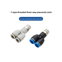 Raccord pneumatique à connexion rapide en forme de Y et en forme de T, raccord en T fileté latéralement, placage cuivre-nickel PYB6-01/PB401/PD802