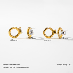 YF3652 Fashion Waterproof Jewelry Stainless Steel Ear <strong>Cuff</strong> 18K PVD Gold Plated Geometric Water Drop Zircon Clip on <strong>Earrings</strong> - Product Image 2