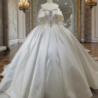 Pour Jancember DW0080 Robe de mariée traditionnelle africaine moderne en satin à deux vêtements avec train chapelle Appli décorée de cristal de dentelle