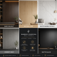 Panel Dinding Veneer Kayu Arang Bambu Tahan Api B1, Tahan Air, untuk Pelapis Dinding Interior Proyek Kantor dan Hotel
