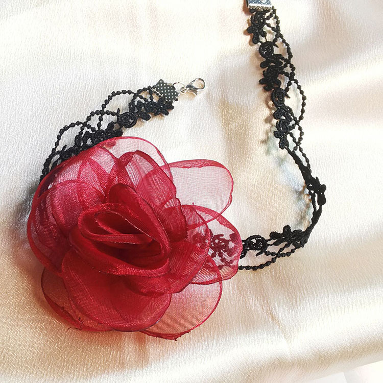 Black lace burgundy flower