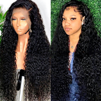 Wig Rambut Sintetis Tahan Panas 26-inci Transparan dengan Lace Front, Wig HD 13x4 Tenun Tangan, Harga Grosir Pabrik