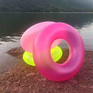 ห่วงยางว่ายน้ำพีวีซีแบบเป่าลม สีเขียวเรืองแสง สีชมพู สีแดงกุหลาบ สำหรับผู้ใหญ่และเด็ก อุปกรณ์เสริมสำหรับฝึกว่ายน้ำในสระ - Product Image 3