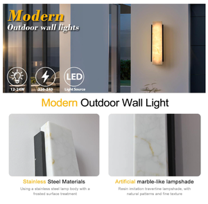 Lampada da Parete per Esterni Effetto Marmo, 80cm in Acciaio Inox, Lampada Rettangolare da Esterno per Colonne di Ville e Cancelli - Product Image 2