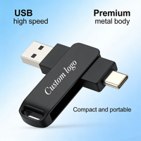 Memoria USB 2 en 1 con Carcasa Metálica Resistente y Logotipo Personalizado, Memoria USB-C Multicolor