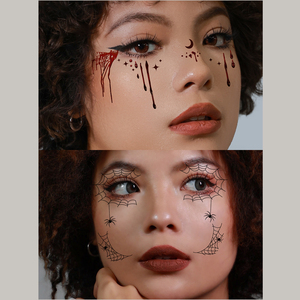 Autocollants de tatouage temporaire pour le visage, imperméables, pour fête d'Halloween, effet réaliste, taches de sang, plaies, tatouages faciaux phosphorescents, OEM - Product Image 2