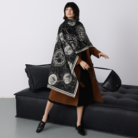 Écharpe double face pour femme 2025 - Nouvelle collection automne-hiver 2025, imprimé céleste étoile et terre, élégant foulard de cou, châle de voyage, vêtement d'extérieur