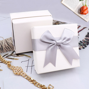 High Grade Custom Logo <b>Bow</b> Jewelry Box Set Luxury Earrings Ring Pendant Jewelry Packaging <b>Gift</b> Box With <b>Bow</b> Ribbon - Product Image 3