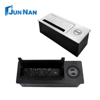 Prise de charge sans fil universelle en aluminium à 3 sorties avec port USB, prise de courant encastrée de bureau avec brosse