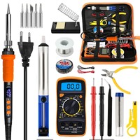 Kit multimètre et fer à souder avec poignée adhésive, ensemble d'outils de réparation électronique pour étudiants et usage domestique, 90W 909A, manuel, 220V