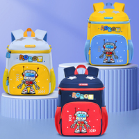 Sac à dos de maternelle motif robot, fermeture éclair, imperméable, ultra-léger, antibactérien, protection dorsale renforcée
