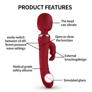 Commercio all'ingrosso 10 vibrazioni 2 motori doppio testa di coniglio vibratore bacchetta <span class=keywords><strong>3</strong></span> funzione Dildo giocattoli sessuali per la masturbazione - Product Image 3