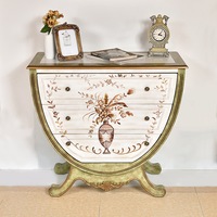 Armoire de rangement traditionnelle en bois massif avec 2 tiroirs et 2 compartiments, en acier inoxydable peint à la pierre, pour salon