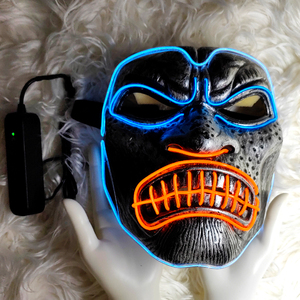 Light up Mens <strong>Scary</strong> Gorilla <strong>Mask</strong> Blue Orange White - Product Image 3