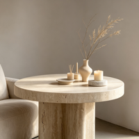 Polierter Marmor Minimalistischer Couchtisch Langlebiger Naturstein Kratzfeste Wasserfeste Möbel für Villa Wohnzimmer Büro Inneneinrichtung