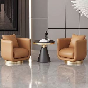 Sillón Giratorio Individual Moderno para Recepción, Sofá para Vestíbulo de Hotel, Salón de Belleza, Sala de Estar, Negociaciones, Cuero Duradero - Product Image 1