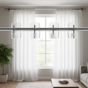 Juego de 4 ganchos para cortinas de plástico transparente con varilla de metal para barras y rieles de cortinas - Product Image 3