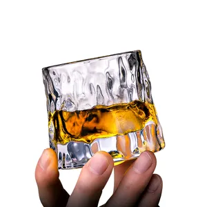 Rotatable Wine Glasses Old Fashioned Whisky Glasses Tumbler Rocks Bar Glass For Drinking Bourbon