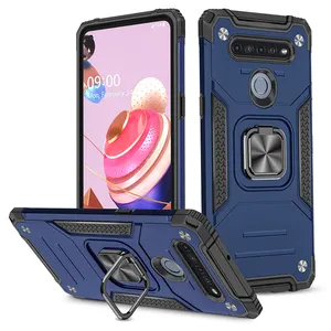 Casing penutup ponsel 2 in 1 TPU + PC, casing ponsel magnetik mobil dengan dudukan cincin logam untuk Samsung A15 A25 A35 A55