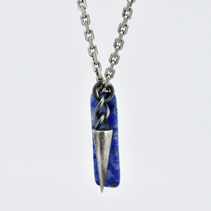 Rock Jewelry-bala <span class=keywords><strong>de</strong></span> <span class=keywords><strong>plata</strong></span> 925 con etiqueta <span class=keywords><strong>de</strong></span> lapislázuli azul, joyería Punk, chapado en negro antiguo, venta al por mayor - Product Image 3