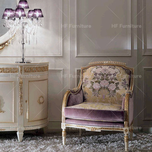 Fauteuil de canapé bleu en bois sculpté de style baroque français pour la maison salon hôtel inspiré palais royal - Product Image 5