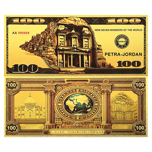 Ensemble de billets de banque imprimés en feuille d'or double face 24 carats, Sept Merveilles du Monde, 100 pièces, collection de devises, cadeau, Machu Picchu, Taj Mahal - Product Image 4