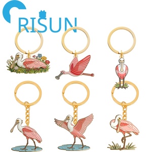 Llavero de Metal Esmaltado con Diseño 3D de Ave Marina, Espejuelo Rojo Americano, Regalo para Amantes de <span class=keywords><strong>las</strong></span> Aves, Venta al Por Mayor Personalizada - Product Image 1