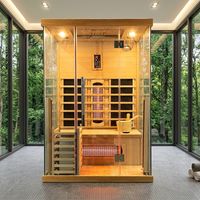 Sauna infrarouge intérieur en bois de pruche canadienne avec panneau de commande informatique et poêle électrique
