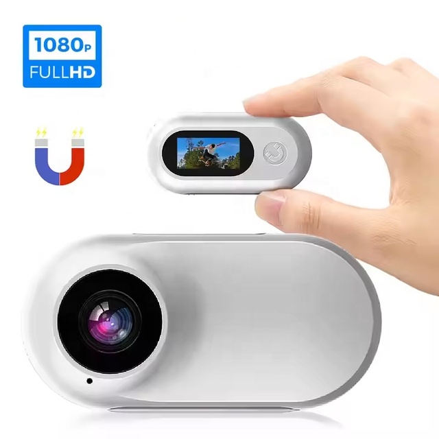 Ausek 360 Degree Rotating Small Body Camera With Spring Clip Hands Free Thumb Action Camera Portable Vlogging Camera