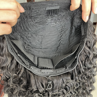 Perruque mi-tête bouclée birmane entièrement tissée avec cordon de serrage facilement ajustable, cheveux humains bruts vietnamiens 100 % alignés sur les cuticules, sans colle
