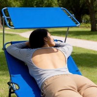 Lit pliant multifonctionnel et lit de sieste pour bureau avec oreiller amovible, mobilier d'extérieur portable pour la plage, la piscine, la terrasse