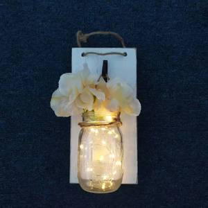Rustic <b>Wall</b> Lamps Mason Jar Led Glass Bottle <b>Light</b> <b>With</b> Flowers For Indoor Decor - Product Image 2