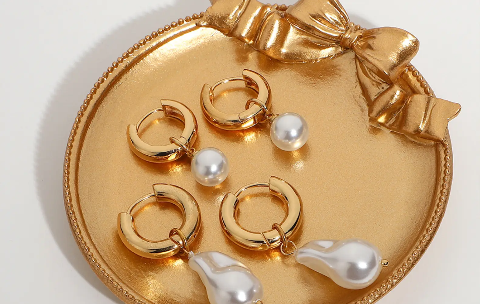 New Fashion Vintage Korean Style Hoop Earrings Stainless Steel Gold Plated Women Earrings Set