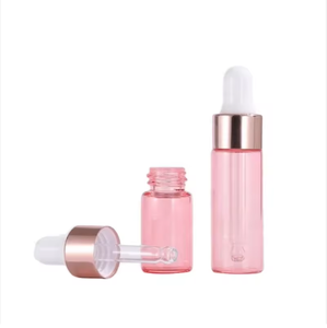 Pink Glass Dropper <b>Bottles</b> Cylinder Shape Clear Surface Sealing Type Skin Care Serum Container 1ml <b>2ml</b> 3ml 5ml - Product Image 2