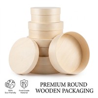 Boîte en bois ronde écologique de qualité alimentaire avec logo personnalisé Landy pour gâteau au fromage, boîte cadeau en bois de peuplier circulaire