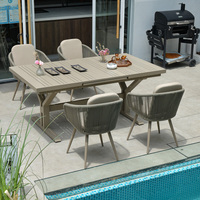 Table de salle à manger extensible en alliage d'aluminium commercial, imperméable, pour restaurants, cafés et salons de thé, ensemble table et chaises d'extérieur