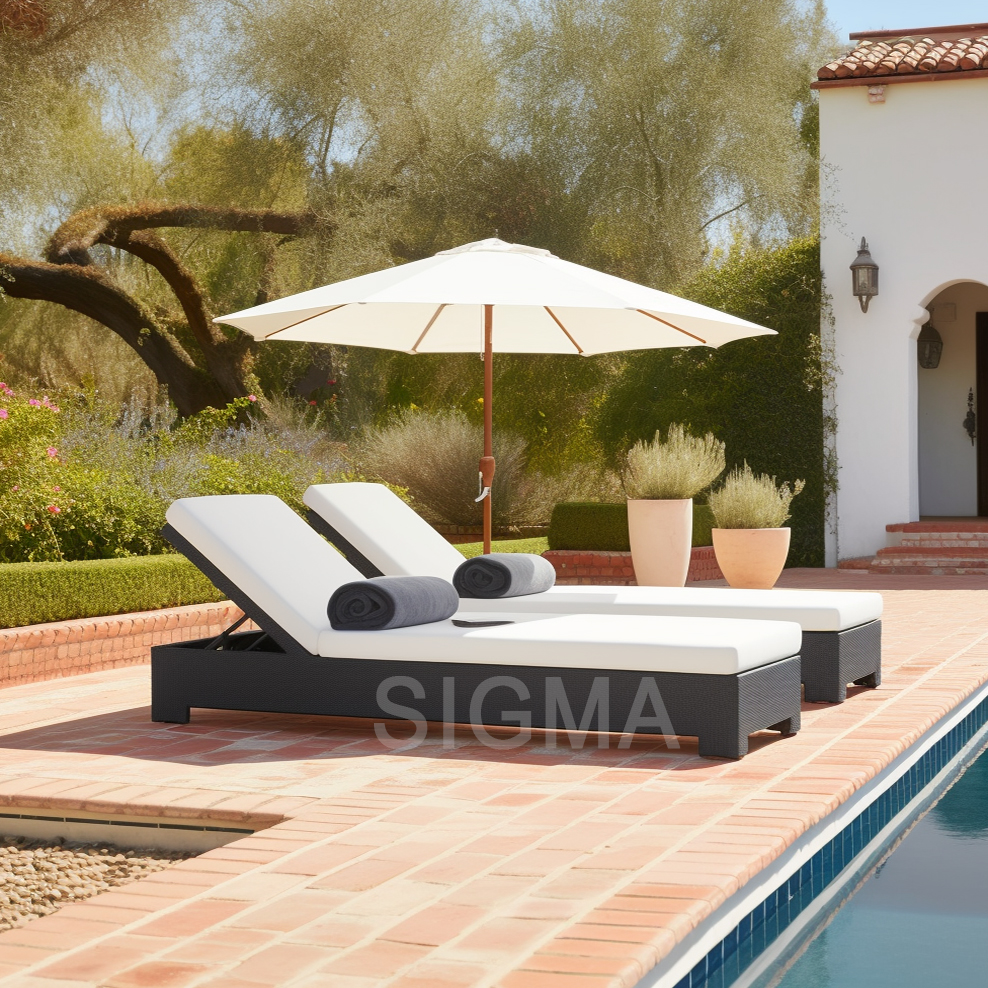 Sigma Waterproof Aluminum Outdoor Furniture Set All Weather Garden Chaise Lounge