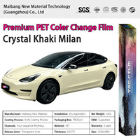 Film Vinyle Premium Kaki Cristal Extensible, Anti-Bulles, Autocollant/Decalque de Carrosserie de Voiture à Changement de Couleur