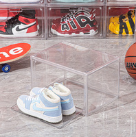 Boîte à chaussures rectangulaire en plastique magnétique Attraction empilable pliable organisateur Portable goutte avant Transparent conteneur pour chaussures