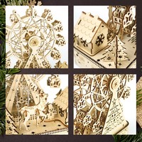 Rompecabezas Mecánico 3D de Madera con Diseño Personalizado, Modelo Giratorio de Rueda de la Fortuna Navideña, Recuerdo de la Feria de Invierno