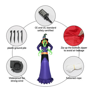 HLC Sorcière gonflable géante d'Halloween de 3 m avec lumières LED, décoration extérieure pour jardin et nouveautés de fête gonflables - Product Image 3