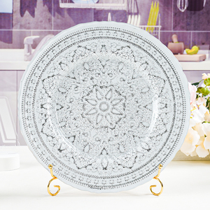 Đám Cưới Tổ Chức Sự Kiện Đảng Trang Trí Tấm Sang Trọng Châu Âu Hoàng Gia Hoa Mô Hình 13Inch Vòng Vàng Trắng Đen Thủy Tinh Sạc Tấm - Product Image 2