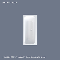 Baignoire encastrée en acrylique haute brillance, style coins arrondis, baignoire moderne, design ergonomique, baignoire profonde