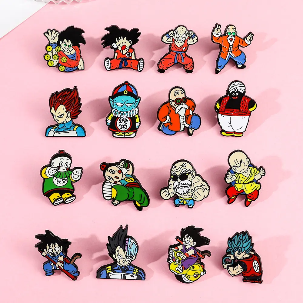 16 Designs DBZ Vintage Brooches Women Vegeta Goku Metal Alloy Pin Badge for Hat Clothing Decoration Pin Accessories