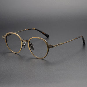 DTX--426日本の手作り純粋なチタンプレートレトロラウンドパーソナライズされたチタン眼鏡フレームトレンド - Product Image 1