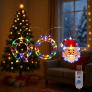 Guirlande lumineuse de Noël LED multicolore USB, boîte cadeau, décorations de fenêtre, 8 modes clignotants, éclairage de fête intérieur - Product Image 2