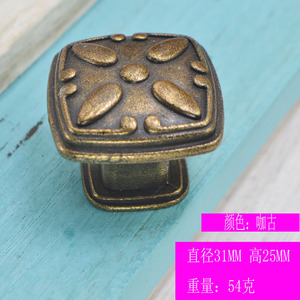 Antique Zinc Alloy Square Drawer <b>Knob</b> <b>Black</b> Matte Yellow Coffee Traditional Design Durable Cabinet Hardware - Product Image 2
