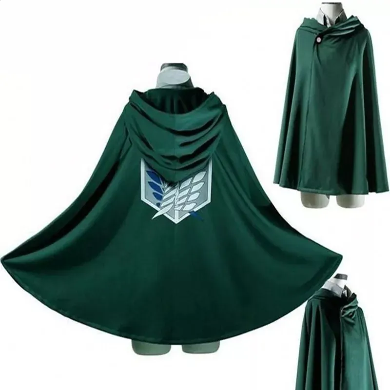 Japanese Hoodie Cloak High Quality Cosplay Costume Cosplay Green Cape Mens Anime Clothes