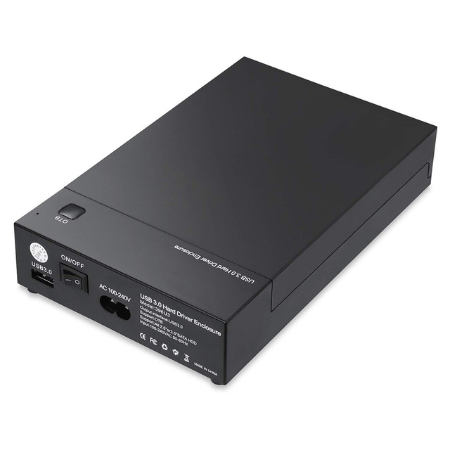 3.5 Inch USB 3.0 Hard Drive Enclosure 16TB Large Capacity SATA HDD SSD Case with Built-in Power Supply One Touch Backup for PC