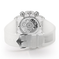 Reloj de Moda con Correa de Silicona, Elegante, Minimalista, Transparente, Multifuncional, Resistente al Agua 30M, Cuarzo Mineral, 45mm, con Agujas